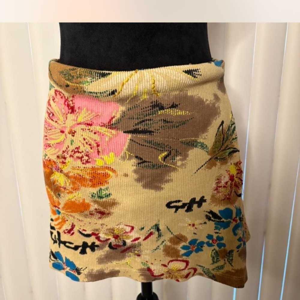 Floral Knit Mini Skirt - Multicolor